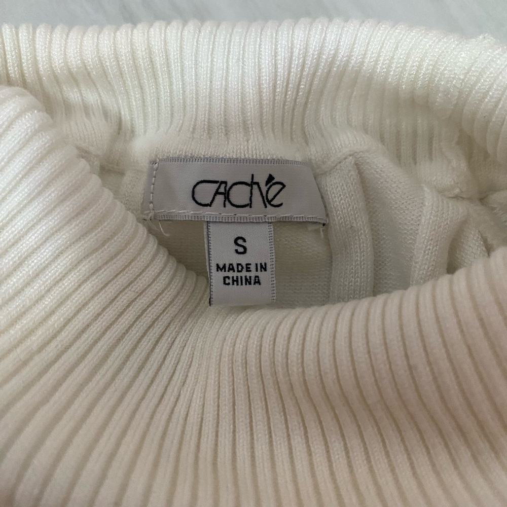 Cache Ivory Ribbed Knit Top - Picture 4 of 4